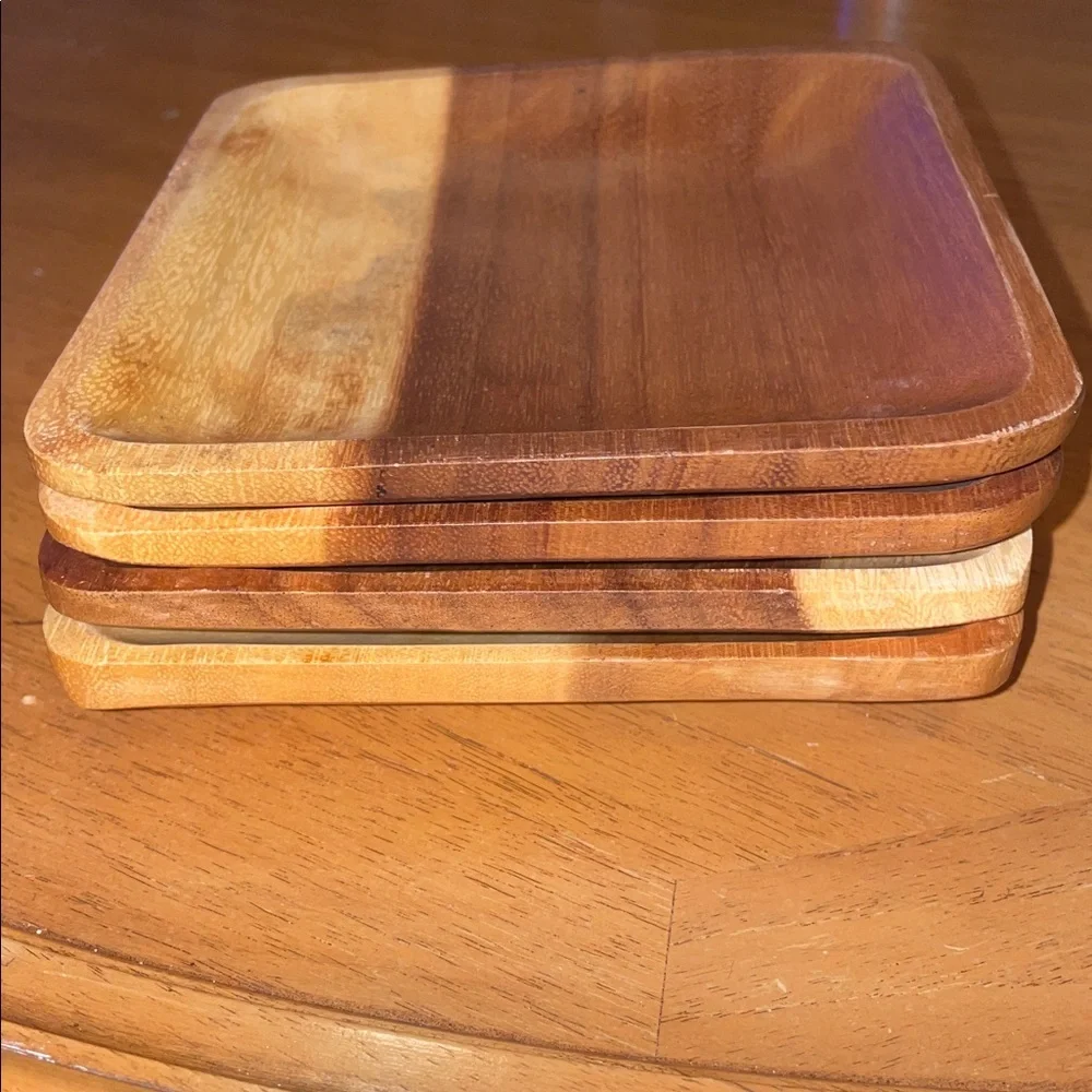 4 Crate&Barrel 5.75” appetizer wood plates